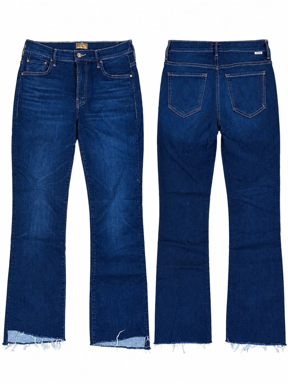 MOTHER Indigo Flare Jeans with Raw Hem